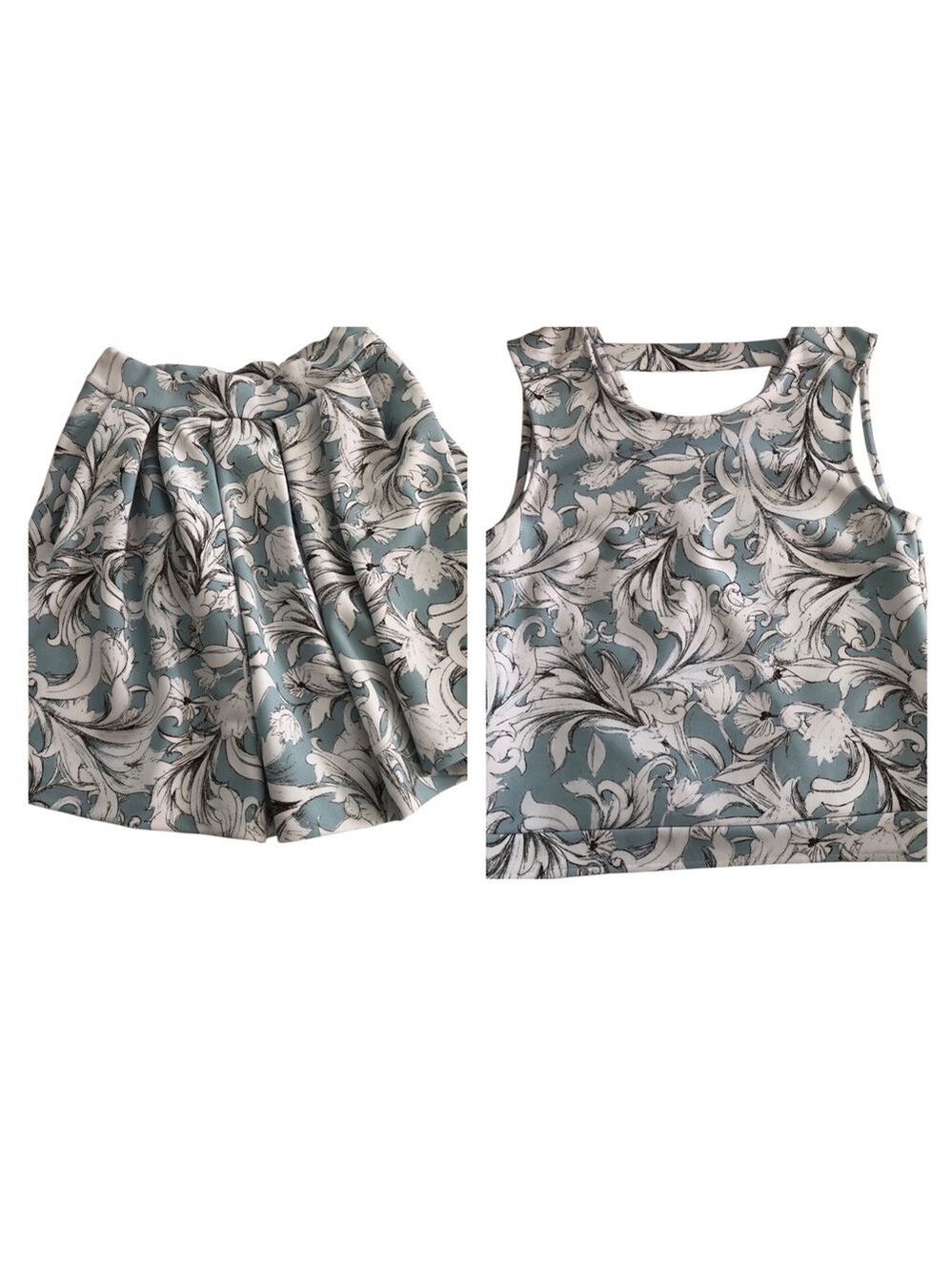 Size XS 1. State Skater Skirt & Top Botanical Baroque Scrollwork Artsy Soft Girl
